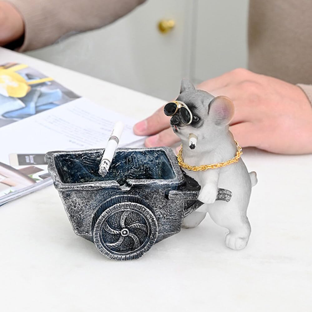 Posacenere a forma di bulldog antivento per interni ed esterni