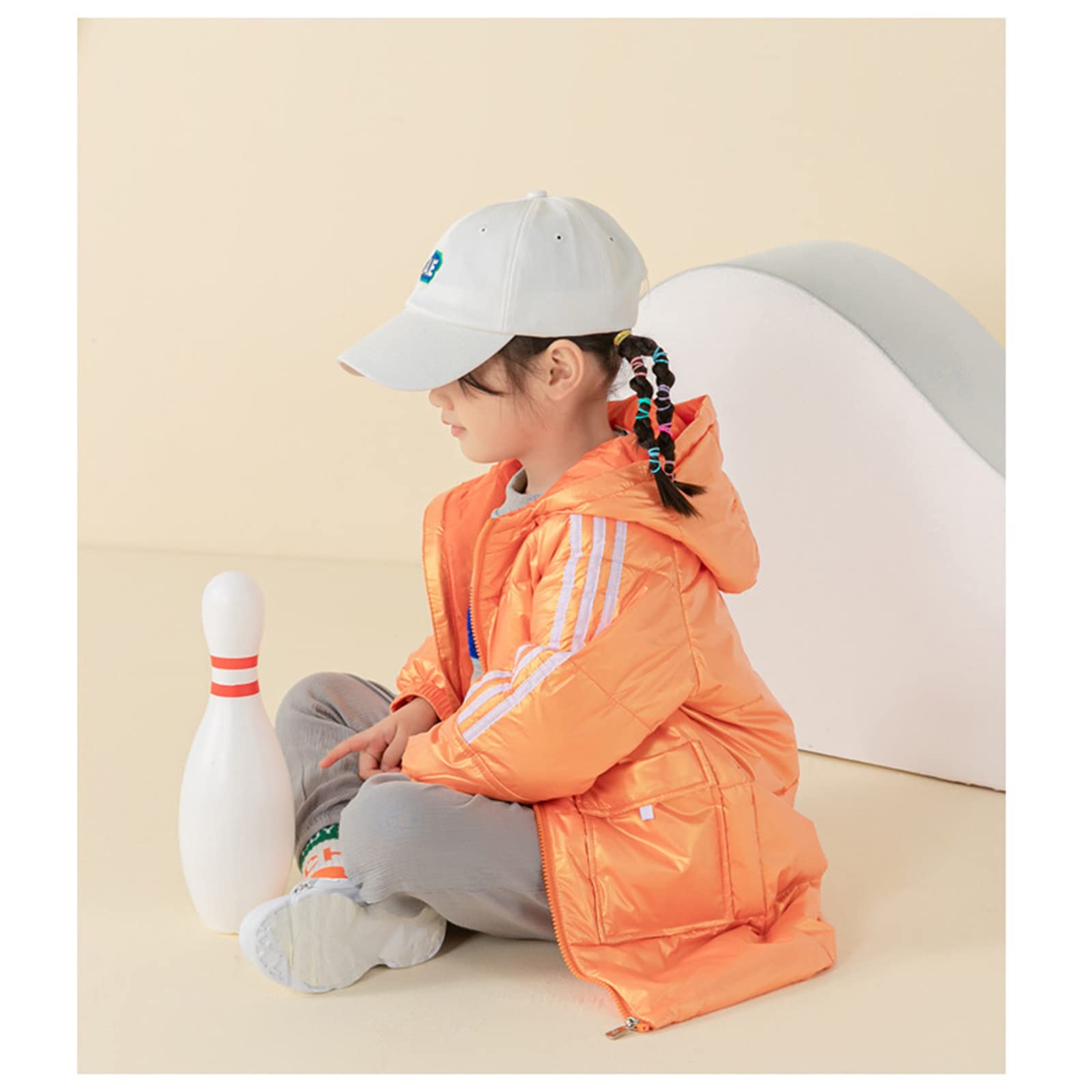 Piumino D'Anatra Bianco per Bambini, Giacca Sportiva di Media Lunghezza da Ragazzo, Giacca Invernale con Cappuccio da Ragazza, Antivento e Calda,Blue,11(110CM19KG)