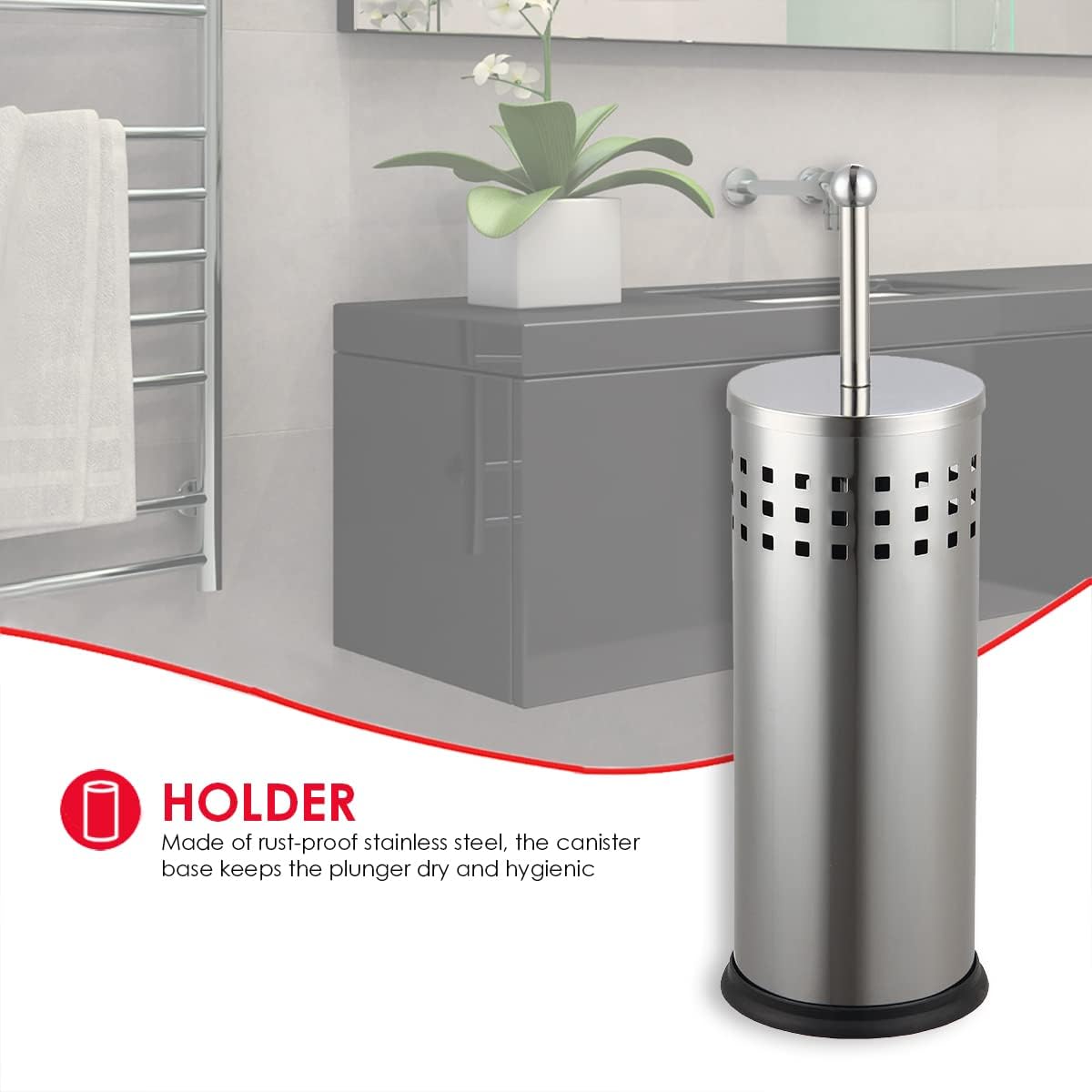 Home Basics Vented Toilet Plunger and Holder (Matte Steel) : Home & Kitchen