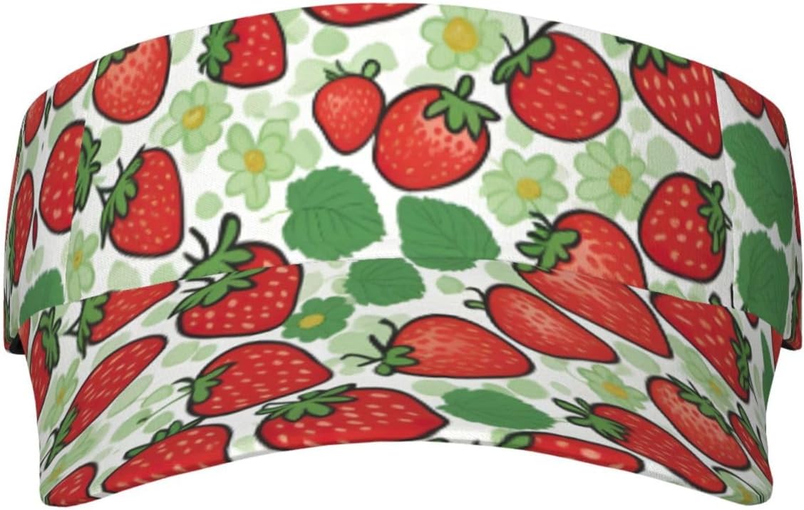 Strawberry Pattern Print Sports Sun Visor Hats Adjustable Running Golf Tennis Sun Cap for Women Men
