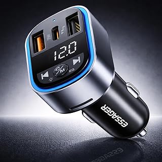 ESSAGER - CAR FM BLUETOOTH ADOPTOR WITH FAST CAR CHARGER - 35W charging power - 5.3 FM Advance Bluetooth – Type-C & USB-A ports