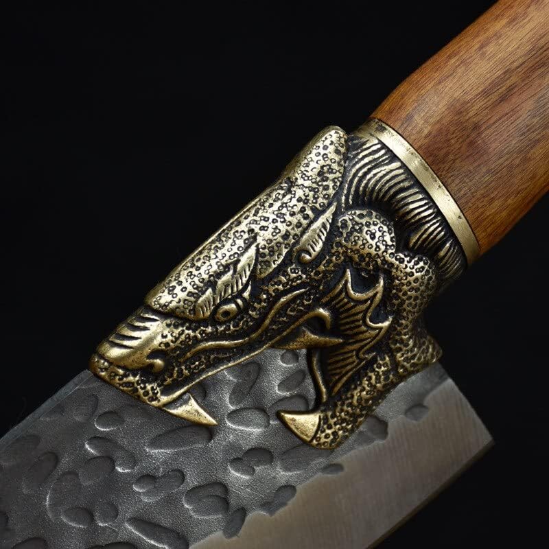 Meat Cleaver Knife, Household small cleavers, kitchen knives, hand-forged cleavers, Longquan sharp household kitchen knives choppers 7Cr17MOV (Color : A)