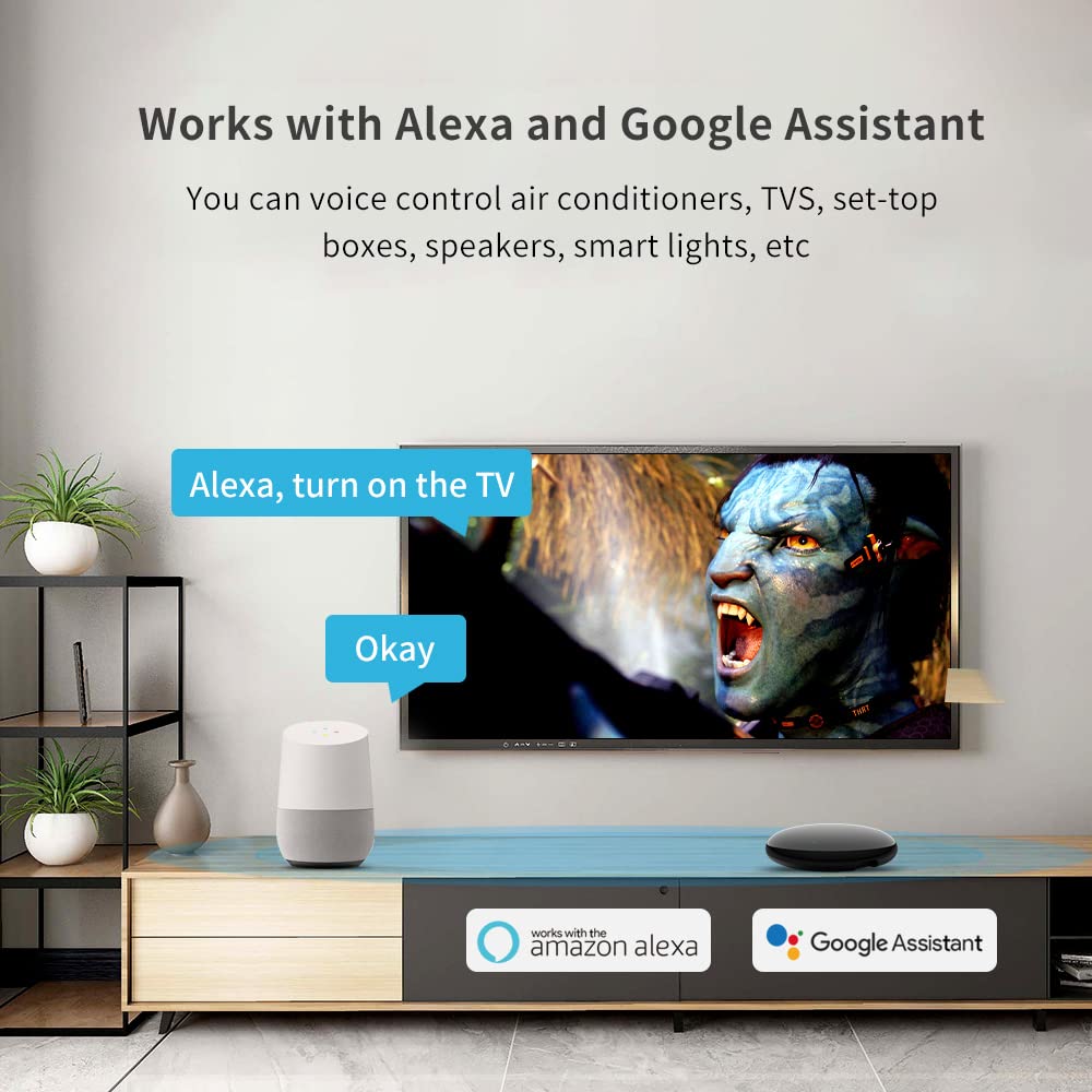 eMylo Telecomando Universale IR Smart, WiFi Termometro Igrometro per Ambiente Misuratore di Umidità e Temperatura Interno, Smart Home Automation, Compatibile con Alexa e Tuya per TV DVD