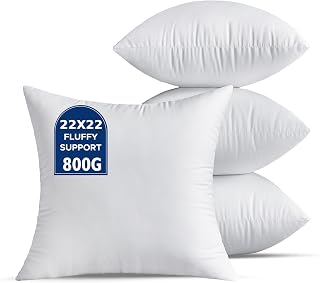 55x55CM Cushions Set of 4 Large White Pillow Inserts Decorative Pillow Fillers Back Pillow Inserts for Sofa Cushion Square Pillow Insert Indoor Throw Pillows