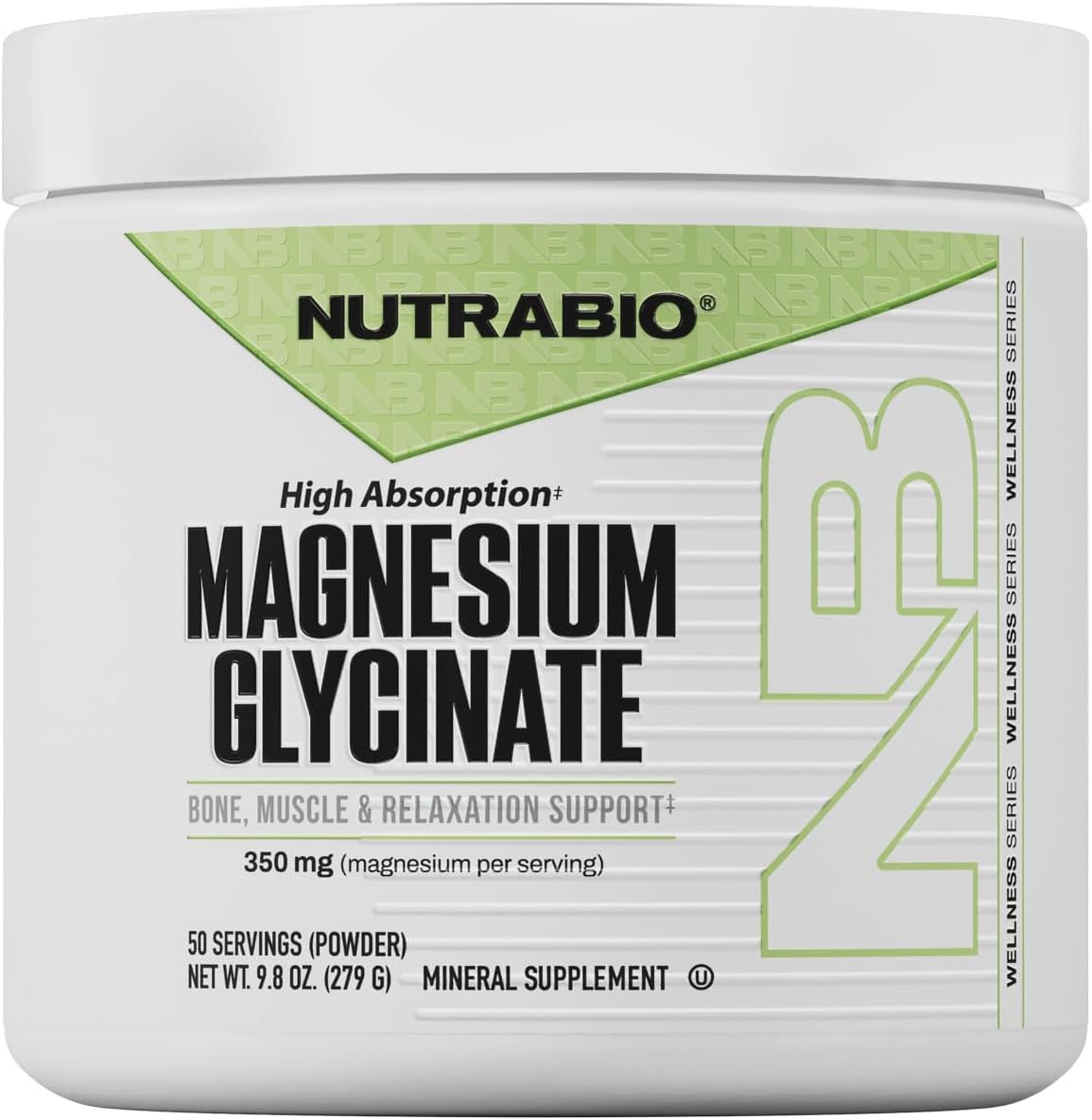 NutraBio Magnesium Glycinate Powder for Sleep- Sleep Supplement, Supports Relaxation, Heart Health, and Metabolism- 350 mg- Unflavored Drink Mix- 50 Servings
