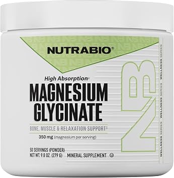 NutraBio Magnesium Glycinate Powder for Sleep- Sleep Supplement, Supports Relaxation and Metabolism- 350 mg- Unflavored Drink Mix- 50 Servings