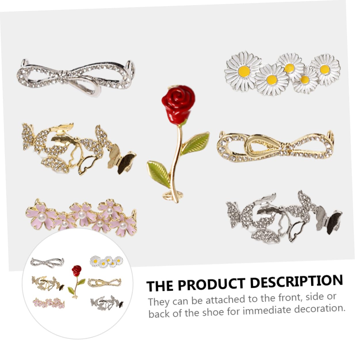 CALLARON Piccola Fibbia Per Scarpe Bianche Fibbia Scarpa-gioiello Ciondoli Per Scarpe Con Pietre Preziose Clip Per Scarpe Shoes for Women Shoes Clip Gemme Scarpe Fibbie Lega