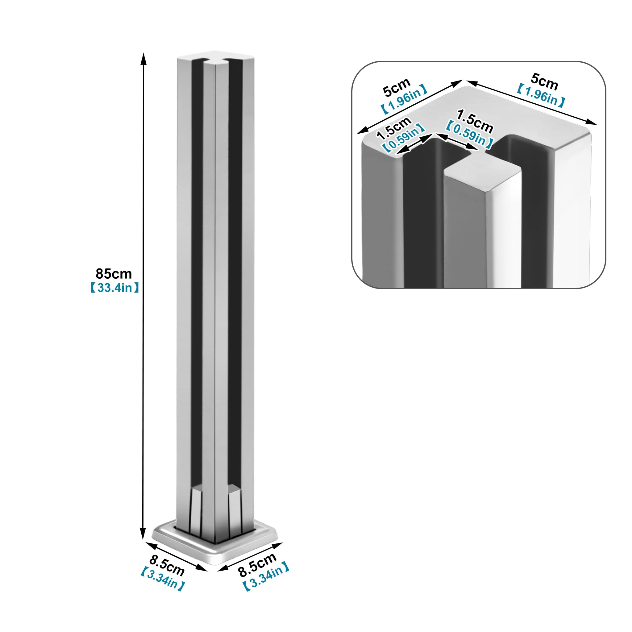 Pali Per Ringhiere In Vetro - Sistema Balaustra In Acciaio Inox 304, 85cm Argento - Foto 11