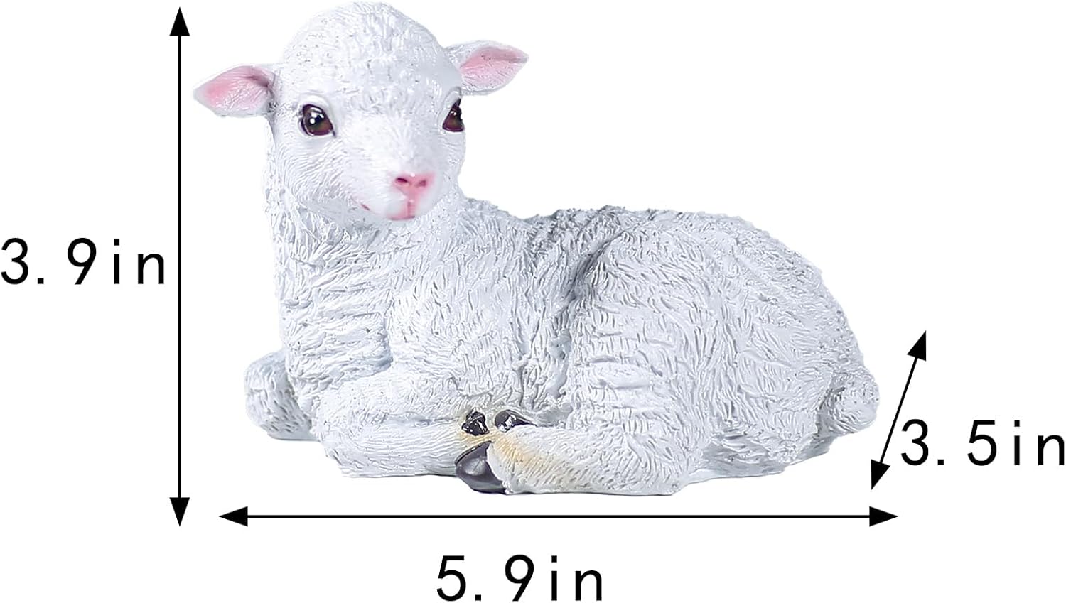 Outdoor Resin Sheep Sculpture Decoration Garden Farm Yard Gift Artificial Lamb Sculpture 5.9 x 3.9 x 3.5 inches - Image 2