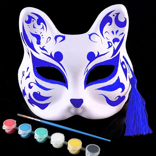 Miniatura 8 de SEWACC 15 máscaras de gato pintables para bricolaje, máscaras en blanco para Halloween, máscaras de papel blanco para regalos de fiesta, baile de