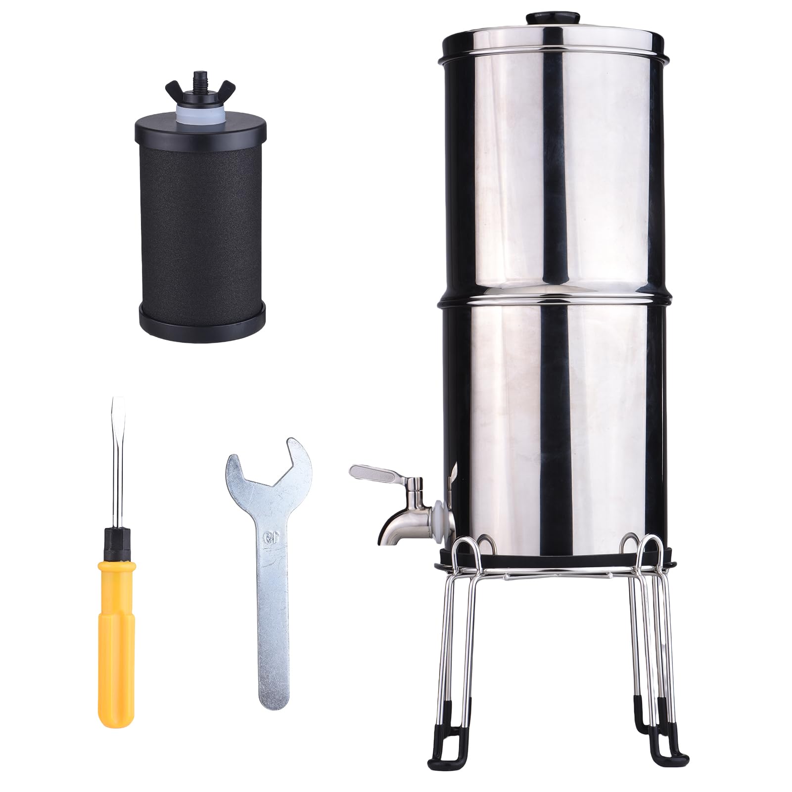 de Filtro de Agua de 1 Galón Construido en Acero Inoxidable para el Hogar y Preparación para Emergencias (K8779A Con soporte)