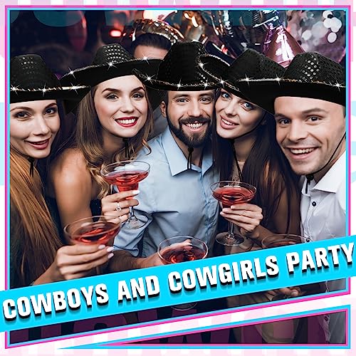 Image of Tisancy LED Lights Cowboy Cowgirl Hat Flashing LED Lights Cowgirl Hat for Wedding Western Bachelorette Party