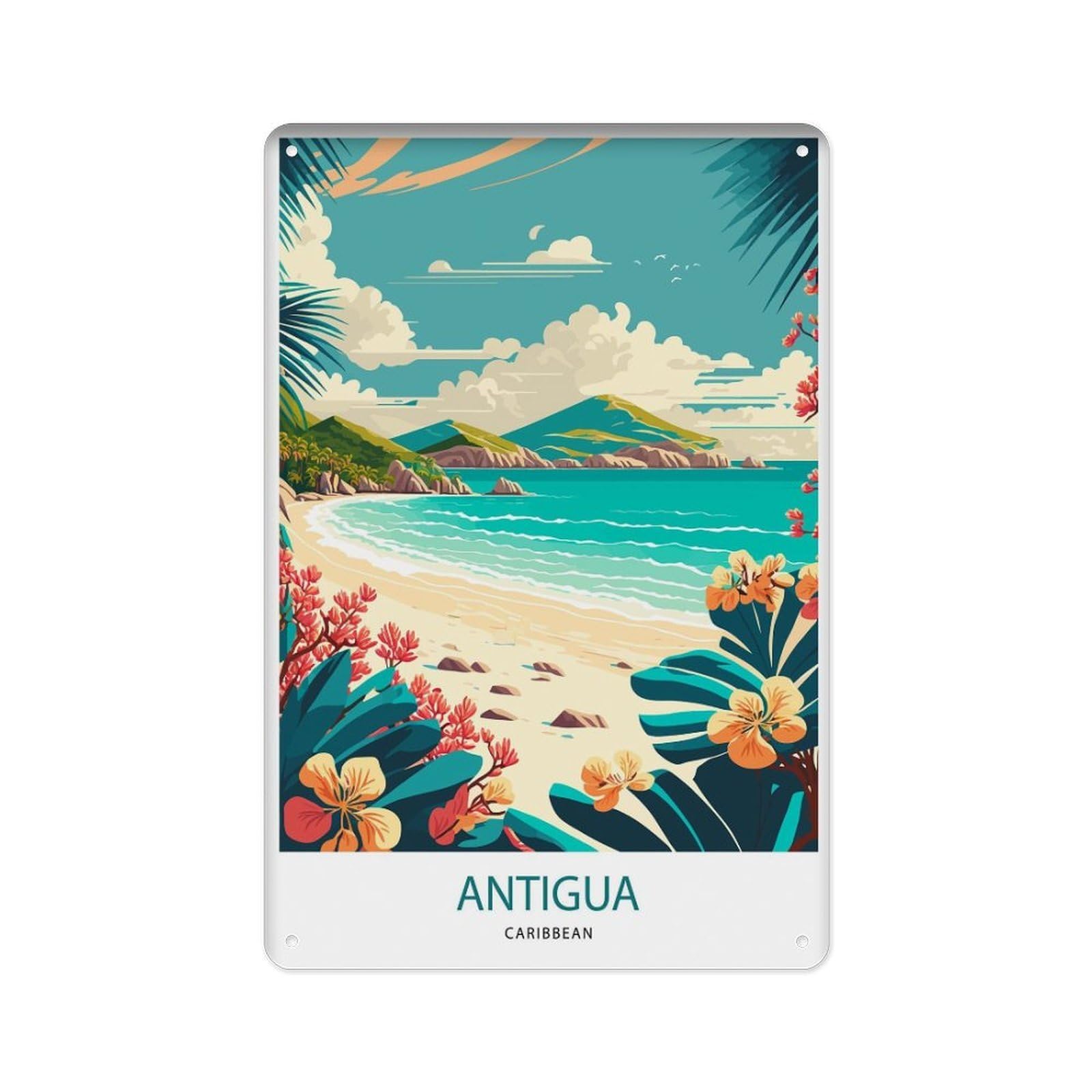 peiyeety Metal Tin Sign Antiguaof Travel Poster Antigua Poster Antigua Travel Antigua Art Travel Poster Antigua Antigua And Barbuda 8 X 12 Inch