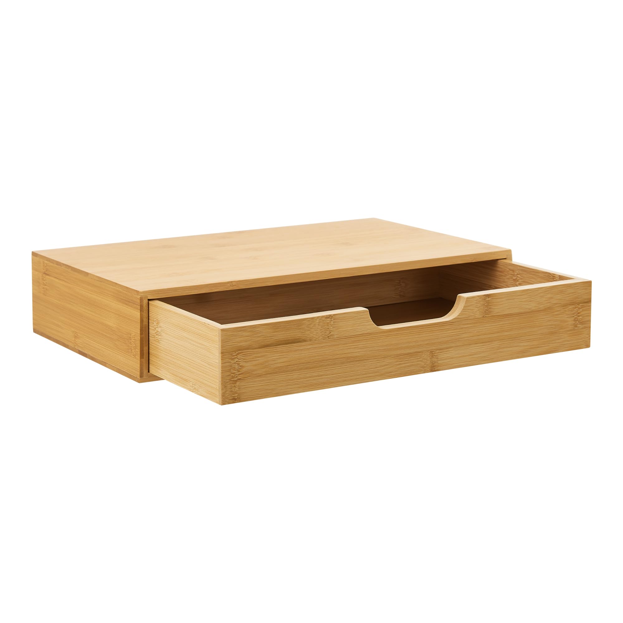 [en.casa] Wandregal 2er Set Bokn mit Schublade Bambus Schweberegal Hängeregal Wandablage Wandboard Nachttisch-Ablage 40 x 24 x 8 cm Wandschublade