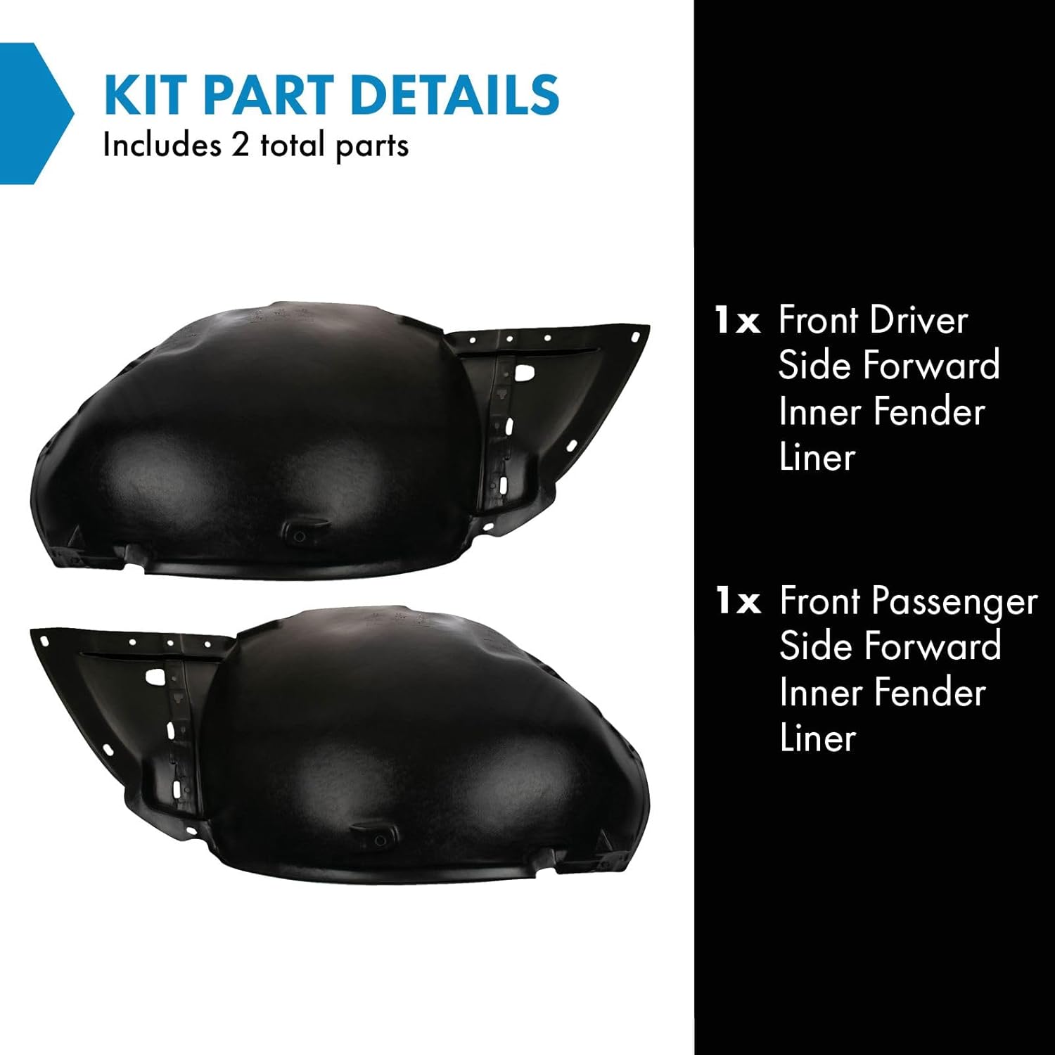 TRQ Front Inner Fender Liner Set Compatible with 2007-2008 INFINITI G35 2009 G37 IN1248116 IN1248119 IN1249116 IN1249119