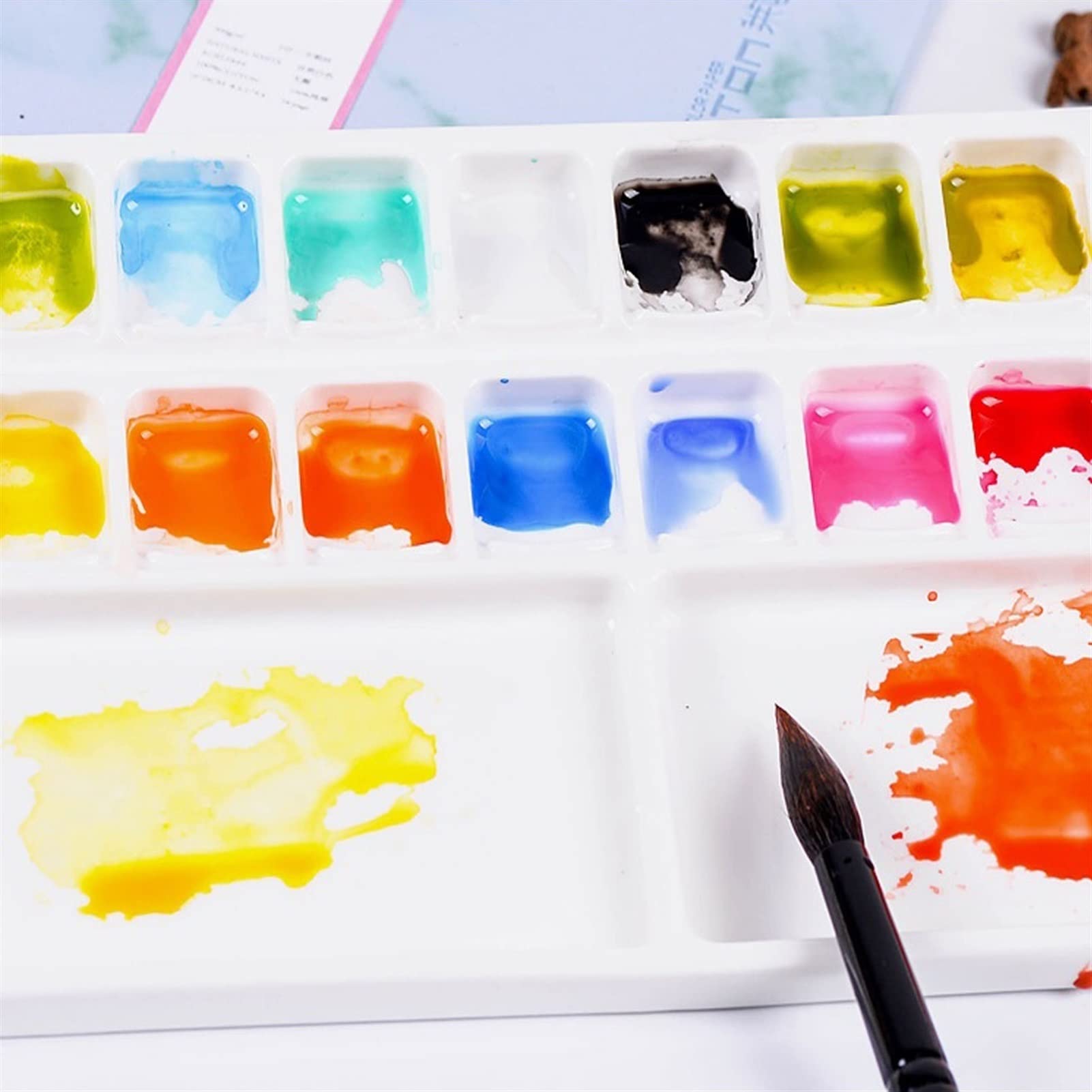 Paleta Porcelanowych Farb Akwarelowych, Prostokątna Paleta Do Malowania Ceramiki Mieszanej Z Wieloma Siatkami, Używana Do Malowania Olejnego, Gwaszu Itp.