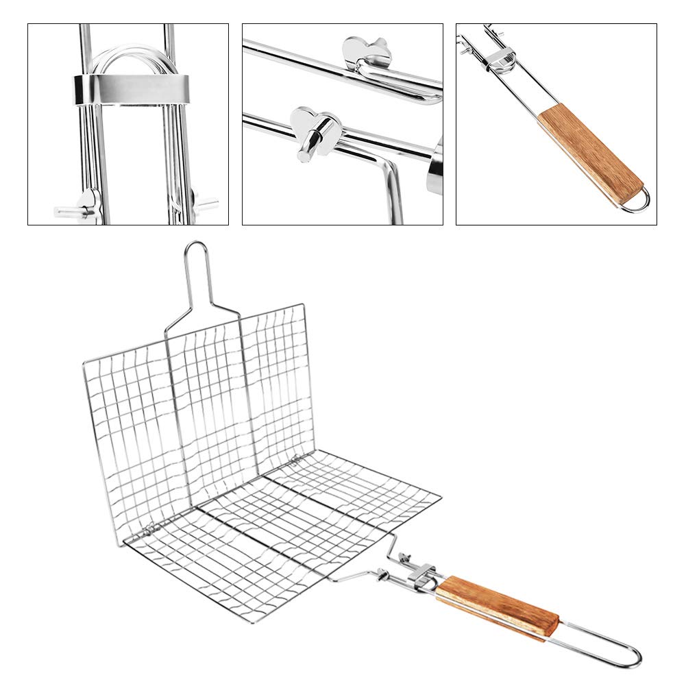 Cesta para Parrilla, Cesta para Asar Pescado, Cesta Portátil de Metal para Barbacoa para Pescado, Verduras Y Gambas, Accesorios para Barbacoa