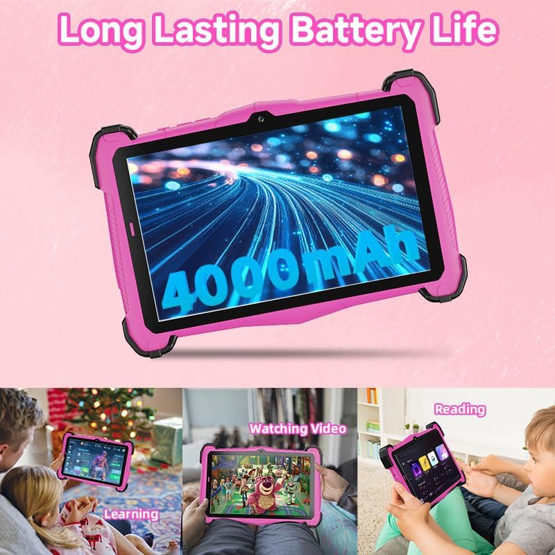 Miniatura 4 de Tableta para niños de 7 pulgadas con funda a prueba de golpes, Android 14 educativo para niños de 3 a 10, 10 GB de RAM+64 GB de ROM, cámara dual,