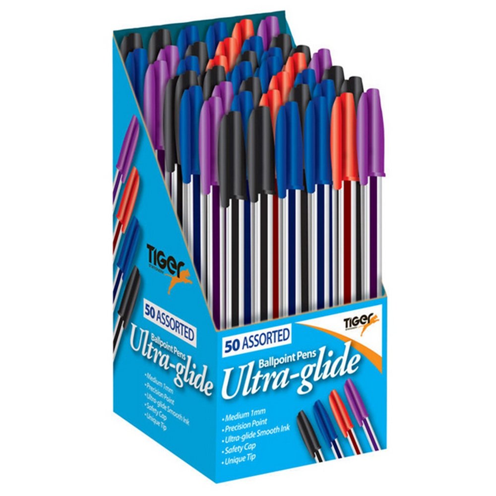 10 Penne A Sfera TIGRE Ultra-Glide – Nero, Punta Precisione, Inchiostro Scorrevole, Meglio Di Bic