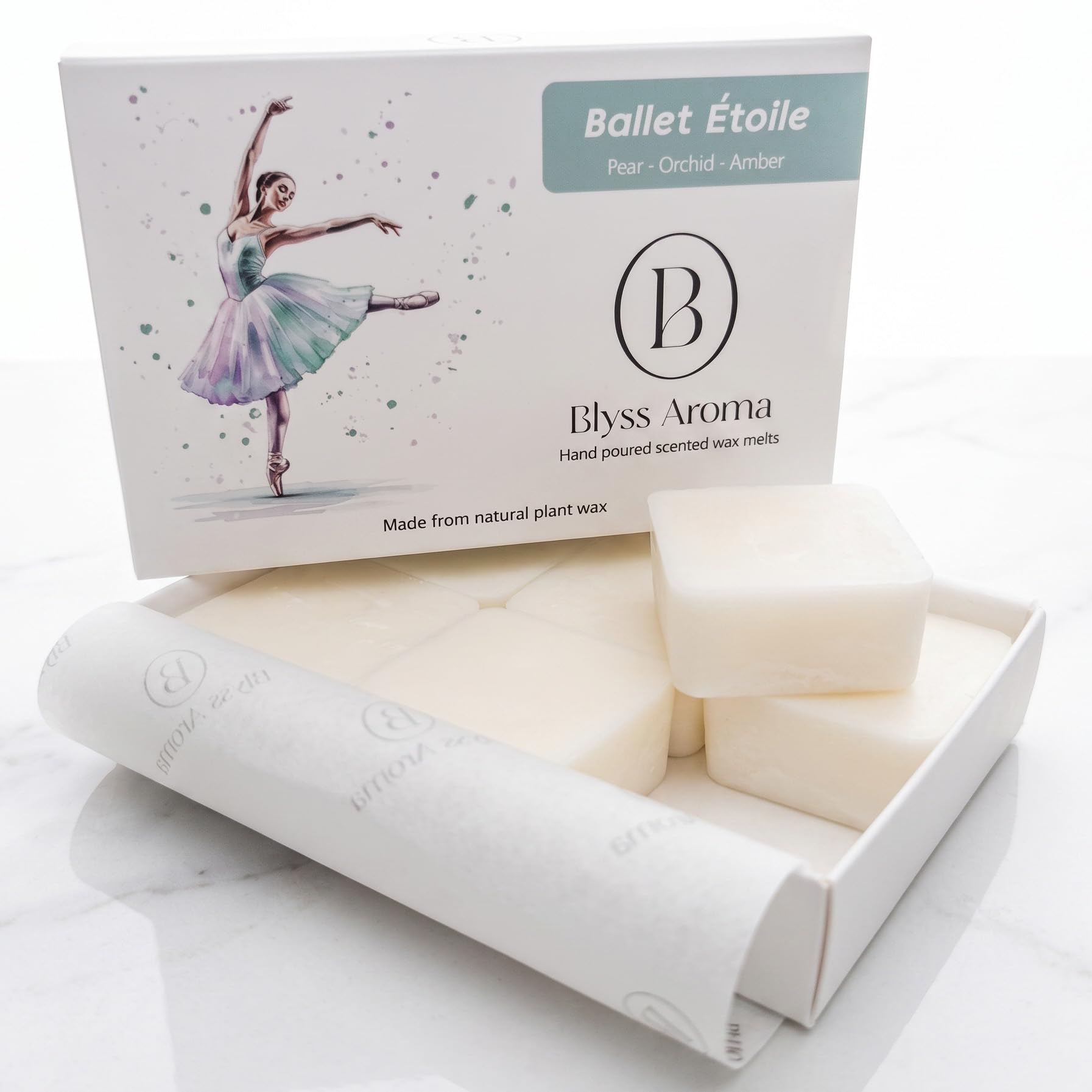 Luxury Wax Melts | Ballet Etoile (Pear - Orchid & Amber) | Premium Coconut & Rapeseed Wax Blend | 120g Total (Over 100hrs Burn Time) | Highly Scented | Vegan & Eco-Friendly