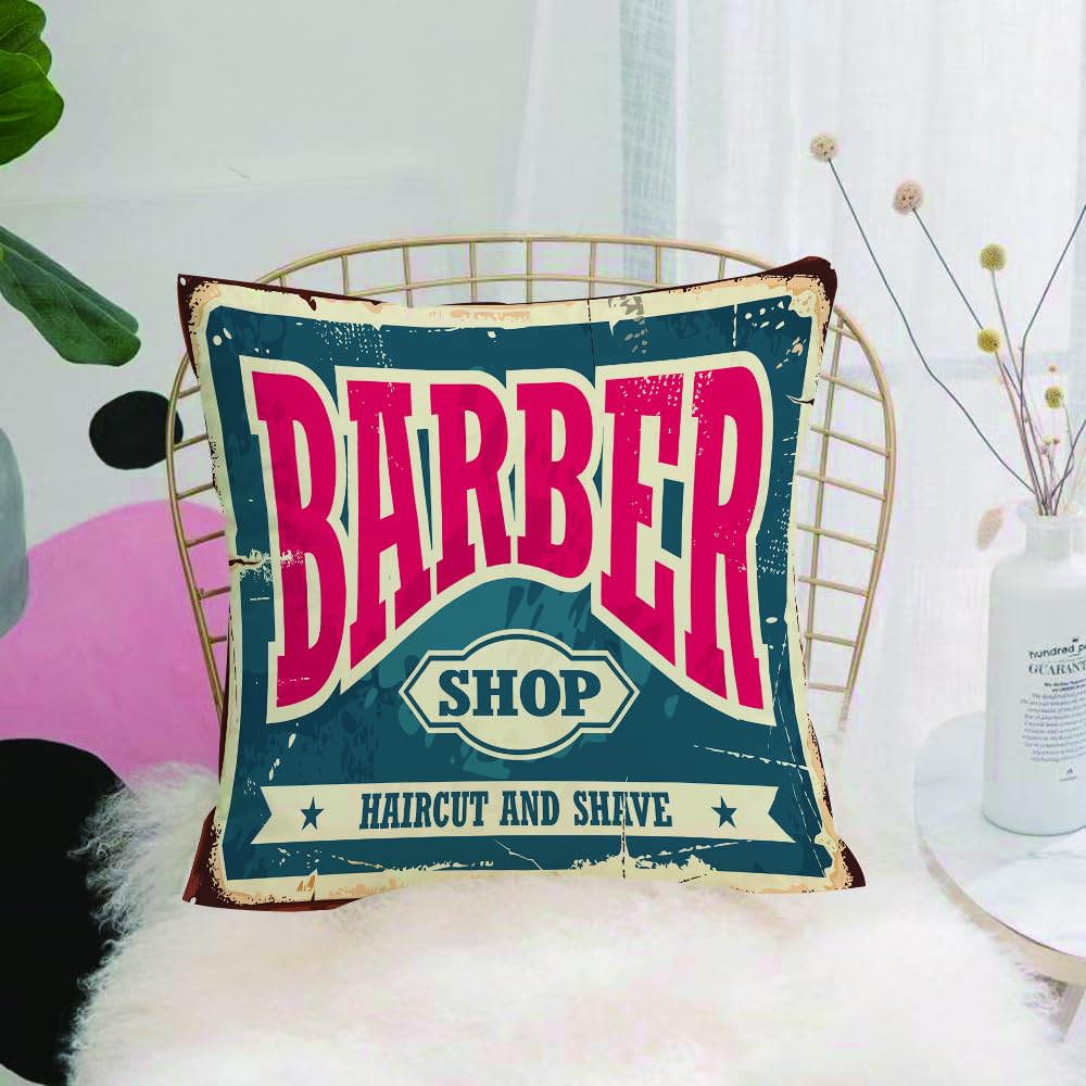 HYOSXW Cushion Cover,Throw Pillow Case Home Decorative for Living Room Bedroom Sofa Chair 16X16 Inch,Barbershop hipster hairstyle and shaving vintage logo, barbershop retro p backg,Pillowcase 40X40cm
