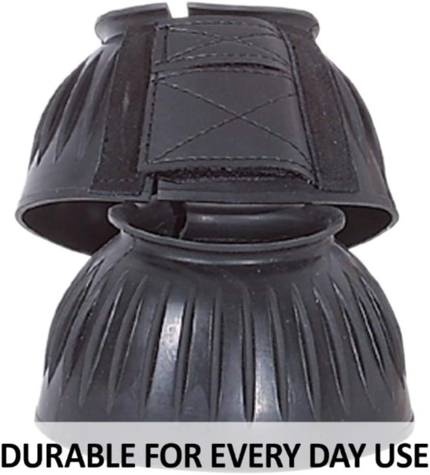 Dura-Tech Ribbed Rubber Double Lock Bell Boots for Horses | Ultimate Horse Protection | Heavy-Duty Impact Shield | No-Rub Design | Secure Double Lock Closure