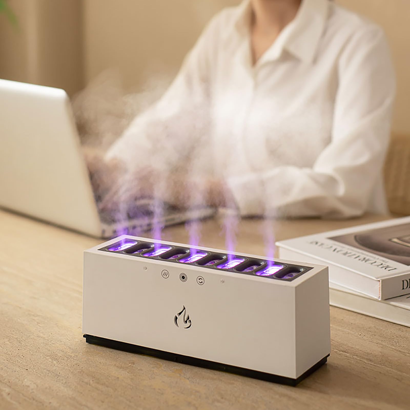 900 ml diffusore di olio essenziale, umidificatore domestico interno, yoga, ufficio, umidificatore d'aria con 7 luci LED, controllo vocale, spegnimento automatico orario di lavoro 10 - 12 ore,