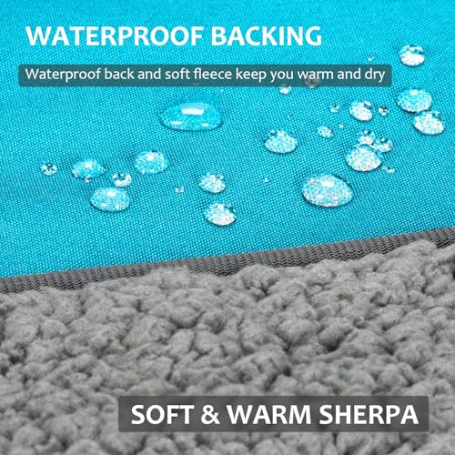 Image of Tirrinia Large Waterproof Outdoor Blanket, Soft Warm Windproof Stadium Blanket with Sherpa Fleece and Foldable for Outdoor Sport, Baseball, Football, Beach, Concerts, Car