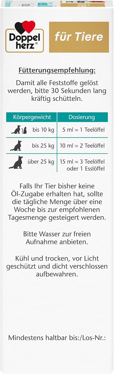 Doppelherz Huile pour articulations pour Chats et Chiens - avec acides Gras Essentiels oméga-3 + chondroïtine - 250 ML