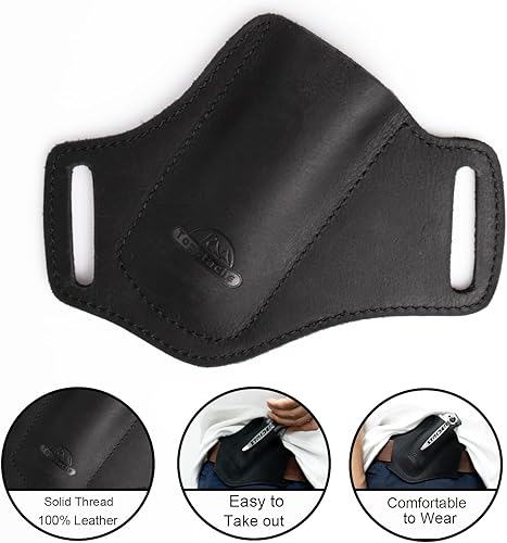 Miniatura 3 de Topstache Cinturón de cuero hecho a mano EDC con bolsillo para hombre, funda plegable para cuchillo plegable de 5 pulgadas, con parte superior