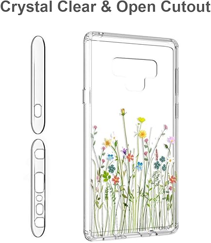 Miniatura 8 de Unov Funda para Galaxy Note 9, transparente con diseño de poliuretano termoplástico suave que absorbe los golpes, delgada y en relieve, diseño