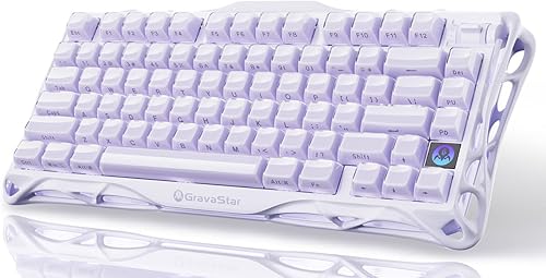 GravaStar Teclado mecánico inalámbrico Mercury K1 Purple 75% - Teclado para juegos BT5.0/2.4GHz/USB-C, teclas de gelatina, interruptores lineales,
