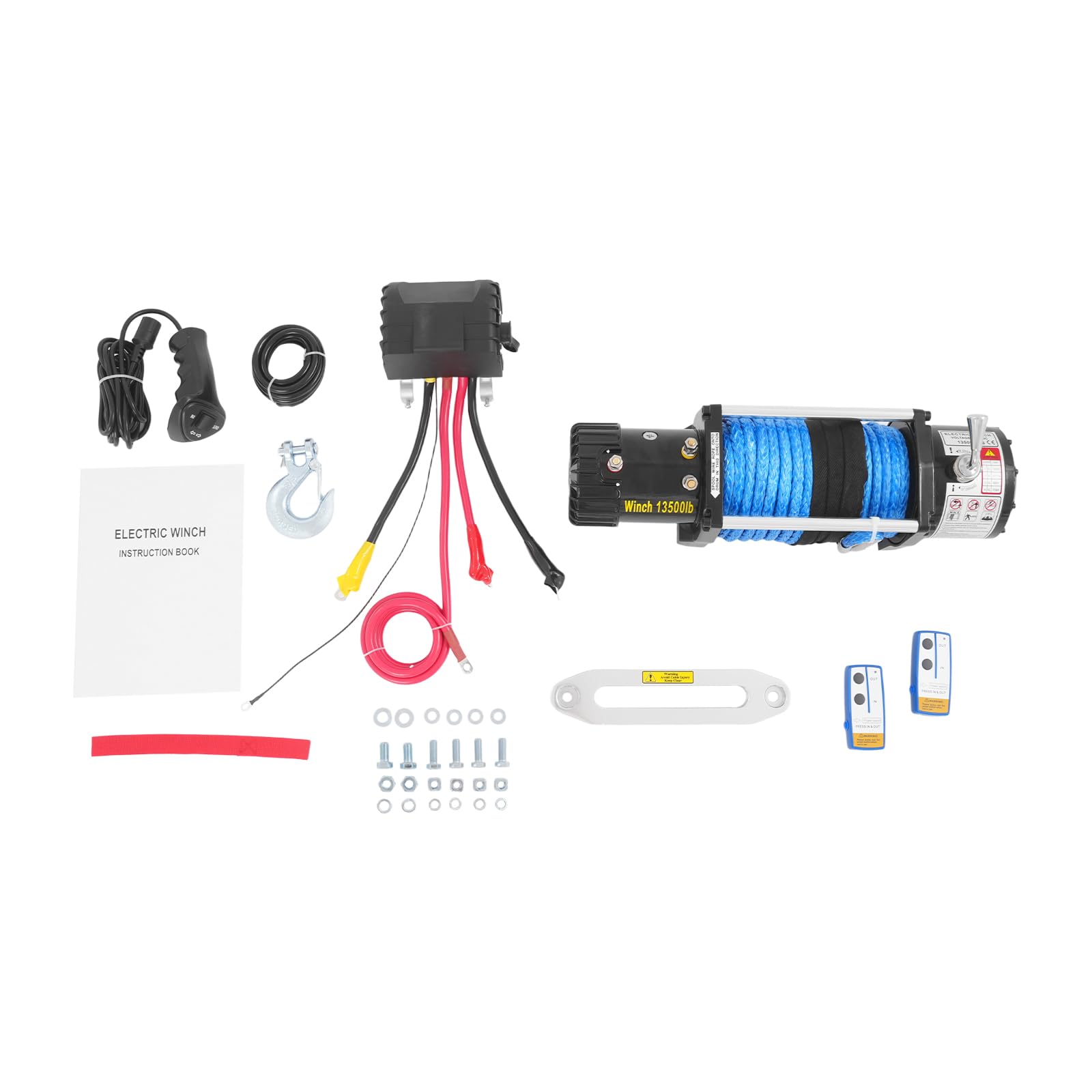 Verricello elettrico 13500 LBS, 12 V, verricello elettrico per auto, rimorchi, camion, yacht (nero+blu, 13500LBS)