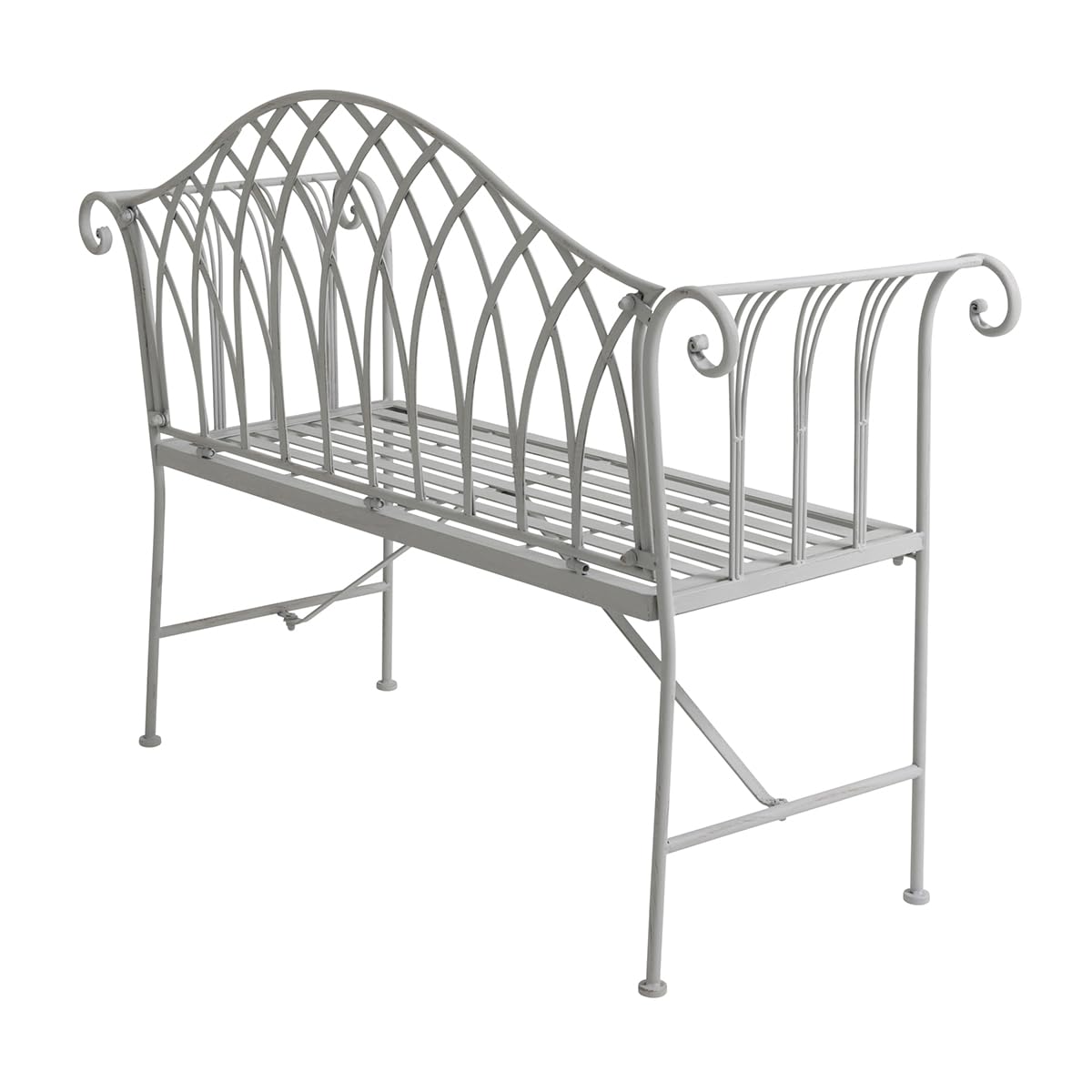 CHARLES BENTLEY Banc extérieur 2 Places Fer forgé Gris, Design Rustique, accoudoirs courbés, Style élégant, résistant à la Rouille, mobilier terrasse Jardin (128x44x93cm)