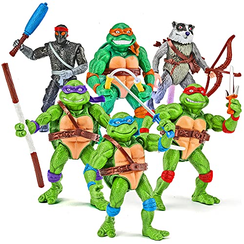 Amazing Teenage Mutant Ninja Turtles Toys â€“ 2021 New 6 PSC Ninja Turtles Playset (Leonardo, Raphael, Donatello, Michelangelo, Splinter, Ninja) â€“ TMNT Action Figures Gifts â€“ Ninja Turtle Cake Topper