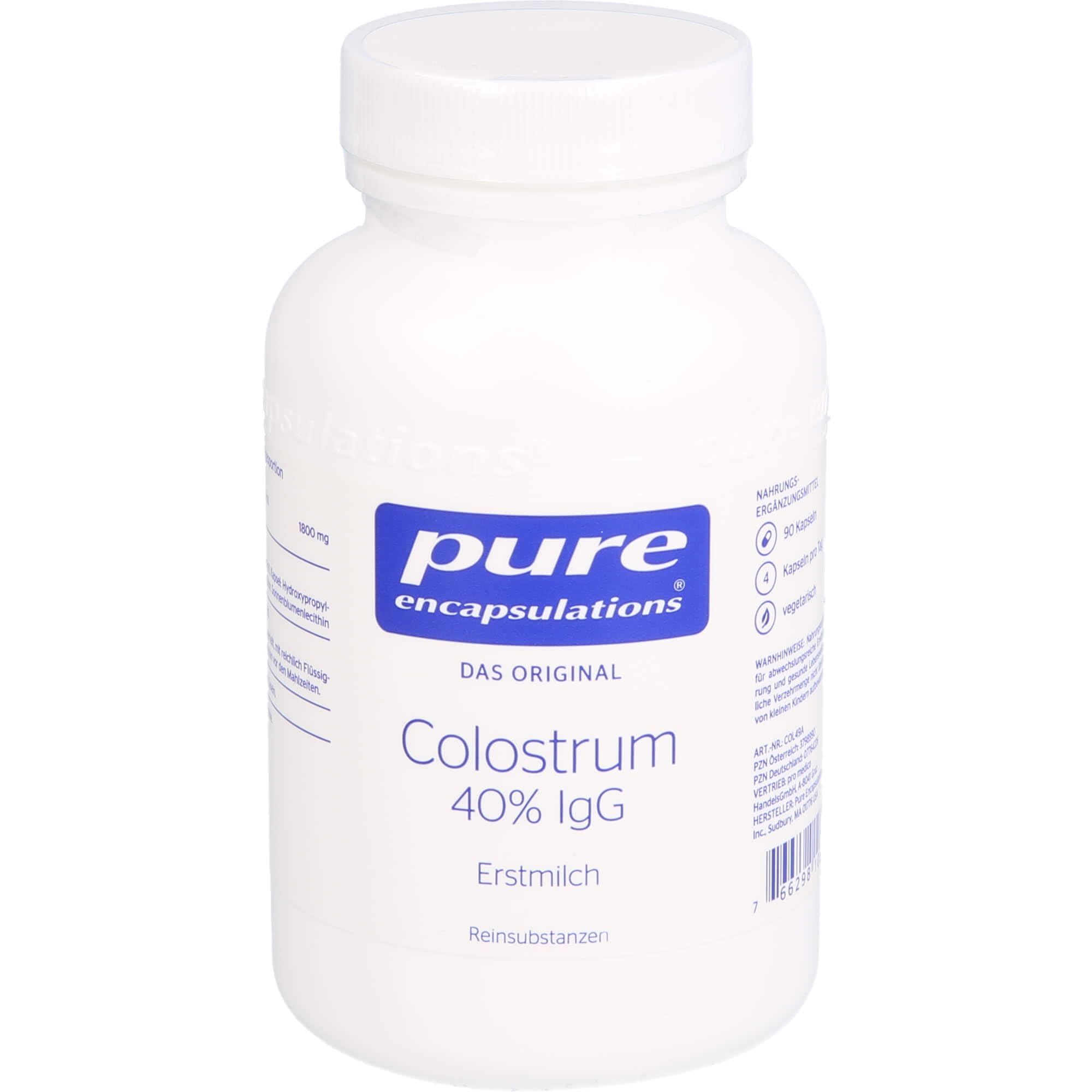 Pure Encapsulations - Colostrum 40% IgG - Erstmilch - Voller wertvoller Inhaltsstoffe- 90 Kapseln