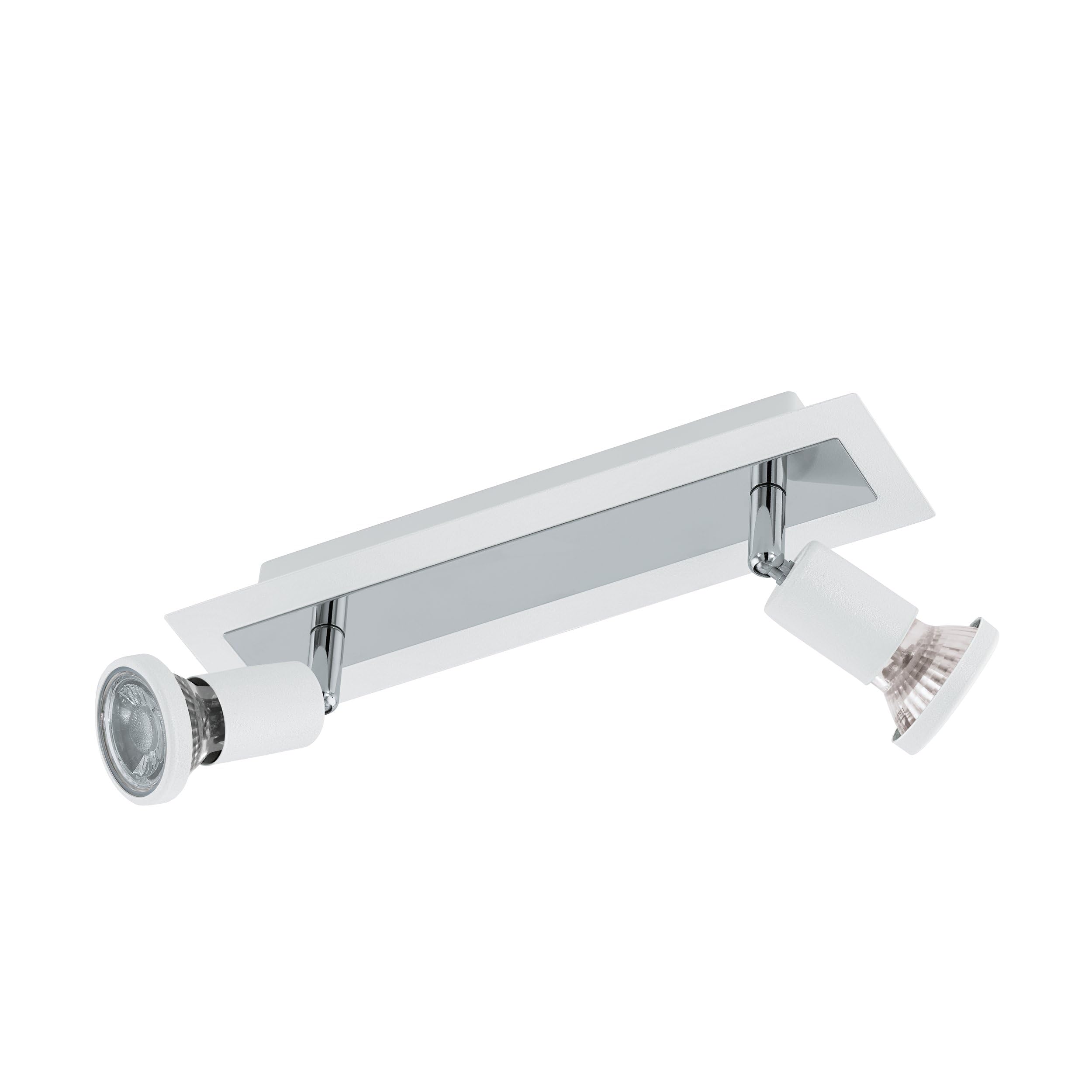 EGLO LED Deckenlampe Sarria, 2 flammige Deckenleuchte | Deckenstrahler aus Metall, Wohnzimmerlampe in Weiß, Chrom, Spots inkl. GU10 Leuchtmittel, warmweiß