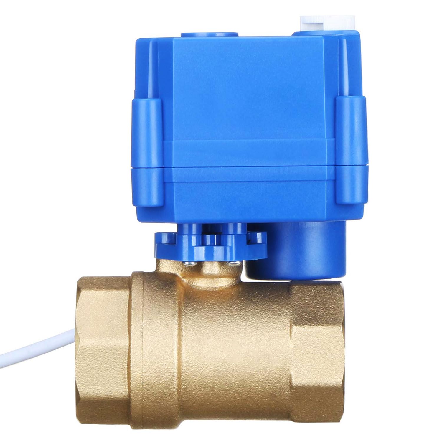 U.S. Solid Robinet à boisseau sphérique motorisé – Vanne à bille électrique laiton G 1", fonction manuelle, port standard, 9–24 V AC/DC, coupure positive 3 fils