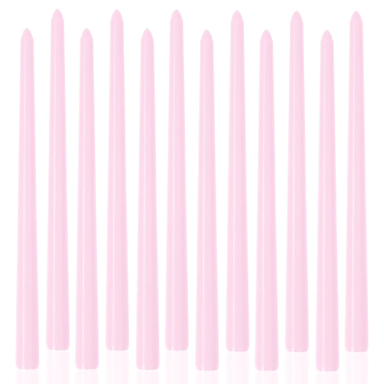 Light Pink Tall Taper Candles 12 inch Unscented Smokeless Long Tall Tapered Candle for Candlesticks Sticks Wedding Advent Home Decor Dinner Christmas?Set of 12