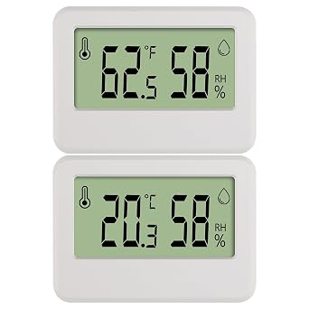 2PCS Room Thermometer Indoor Hygrometer Digital Mini Humidity Meter Gauge with Temperature and Humidity Monitor Sensor for House, Pet, Plant, Incubator