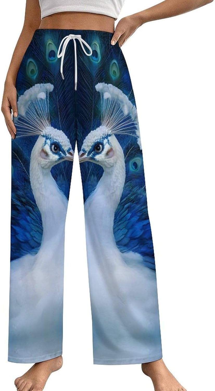Two Peacocks Women's Pajama Pants Soft Lounge Bottoms with Pockets Comfy Wide Leg Sleep Pant