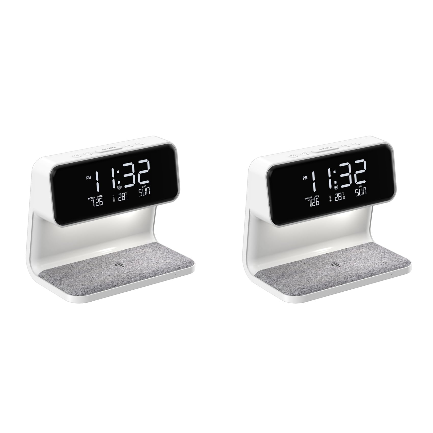 Hndhbfgrt 2X Alarm Clock with Wireless Charging and Lights Dimmable Digtial Alarm Clock Charging Station for Bedroom