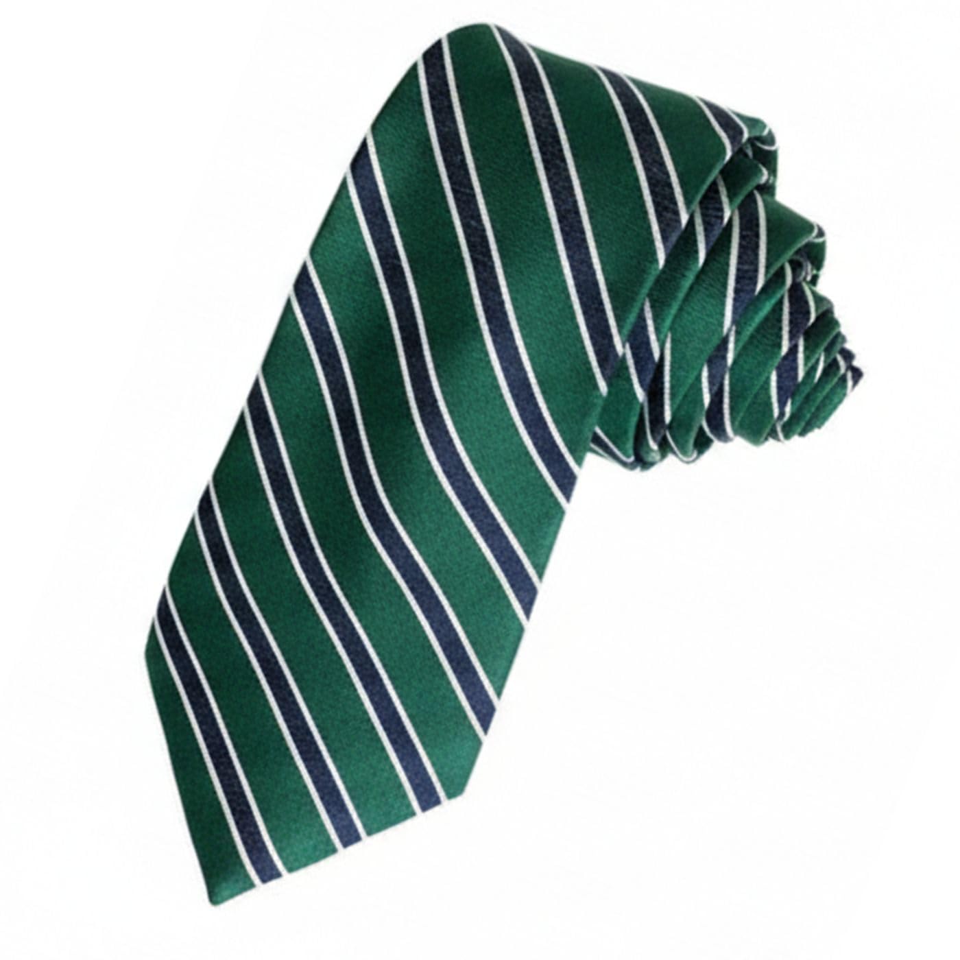 Stripes Design, Poly Cotton Smooth Fabric, Roomy Green with Thin Black Stripes Color Neck Tie-image-29