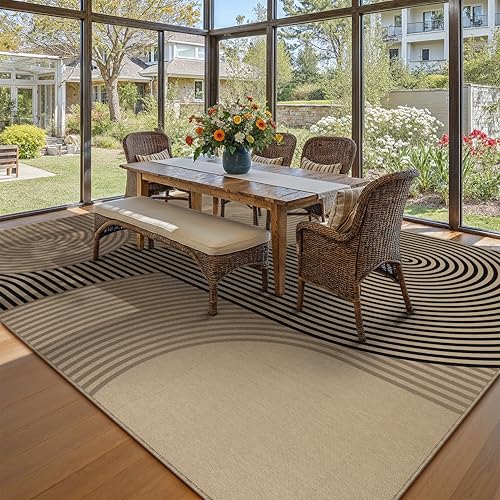 PureCozy 8x10 Checkered Easy Jute Area Rug for Living Room Large Checkerboard Washable Indoor Outdoor Carpet Farmhouse Patio Office Mat Textured Diamond Non Slip Black Carpet for Backyard Di