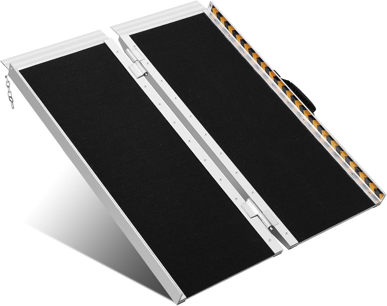 4 Feet Portable Wheelchair Ramp 600LBS Capacity Non-Skid Aluminum Handicap Ramps,Seamless Folding Threshold Ramp Wheel Chair Ramp for Doorways
