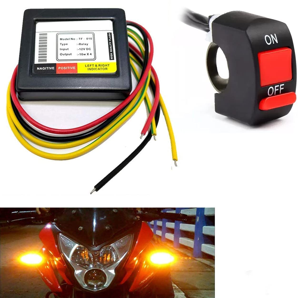 GUNSUN 16 Mode Universal Bike Hazard Flasher, Waterproof 16 Patterns Flasher Relay for LED/Bulb Indicators + Free On/Off Switch.