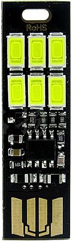 JacobsParts 5pcs 6 LED USB portátil llavero lámpara con atenuación táctil 1W (luz blanca diurna 6000K)