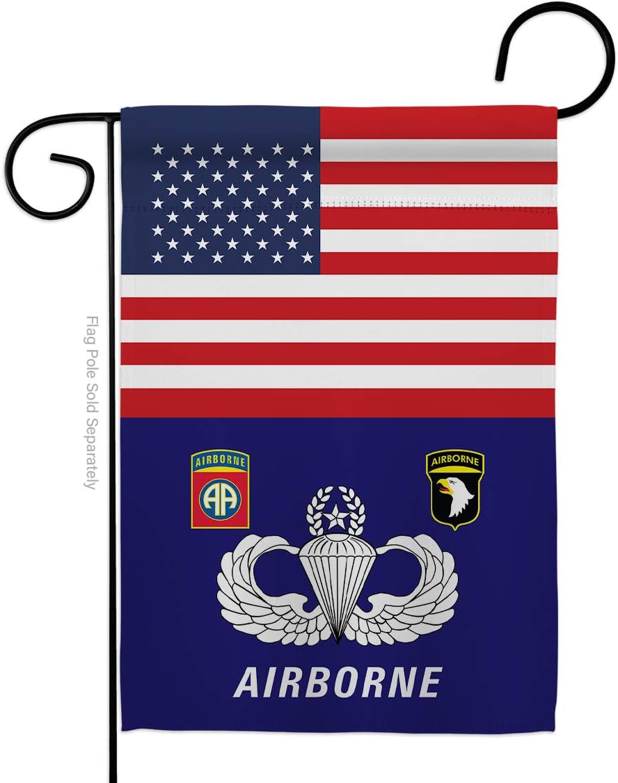 Army US Airborne Burlap Garden Flag Set Mailbox Hanger Armed Forces Rangers United State American Military Veteran Retire Official Small Gift Yard House Banner Double-Sided Made In USA 13 X 18.5