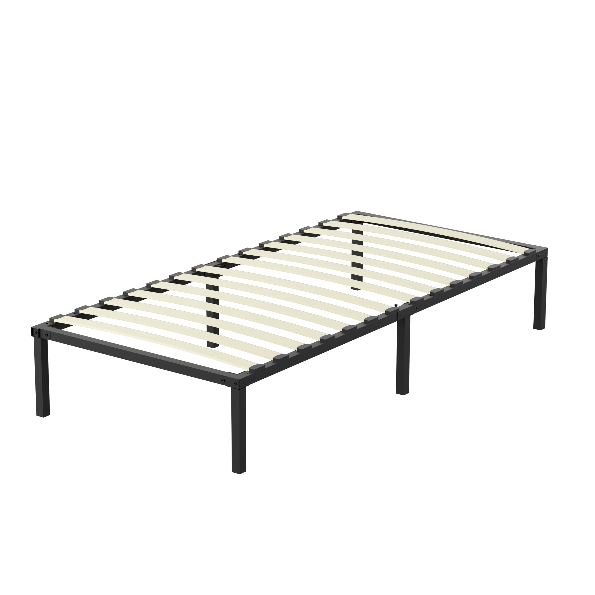 TEENO Sommier 90x190, Sommiers à Lattes avec 6 Pieds pour Adulte, 13 Lattes, 26 cm de Hauteur, Cadre de Lit 90x190 avec Sommier, Lit 1 Personne en Métal pour Appartement ou Dortoir