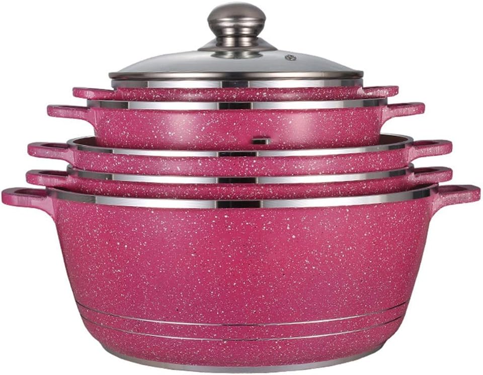 10pcs/Set Cookware Set Non-Stick Pot Cast Aluminum Cookware Set Soup Pot Casserole Fry Pan Cooking Tools Cookware Kitchen Tools (Color : Gold Set) (Gold Set Variety Pack) (Gold Set